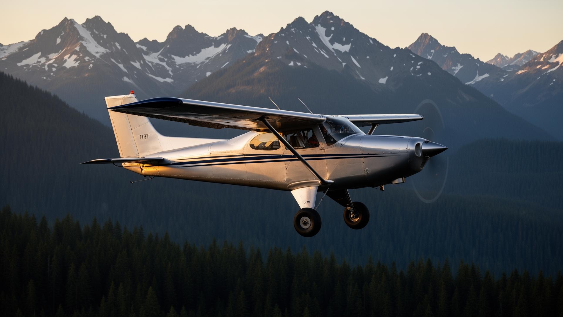 Murphy bush plane in flight over the Pacific Northwest